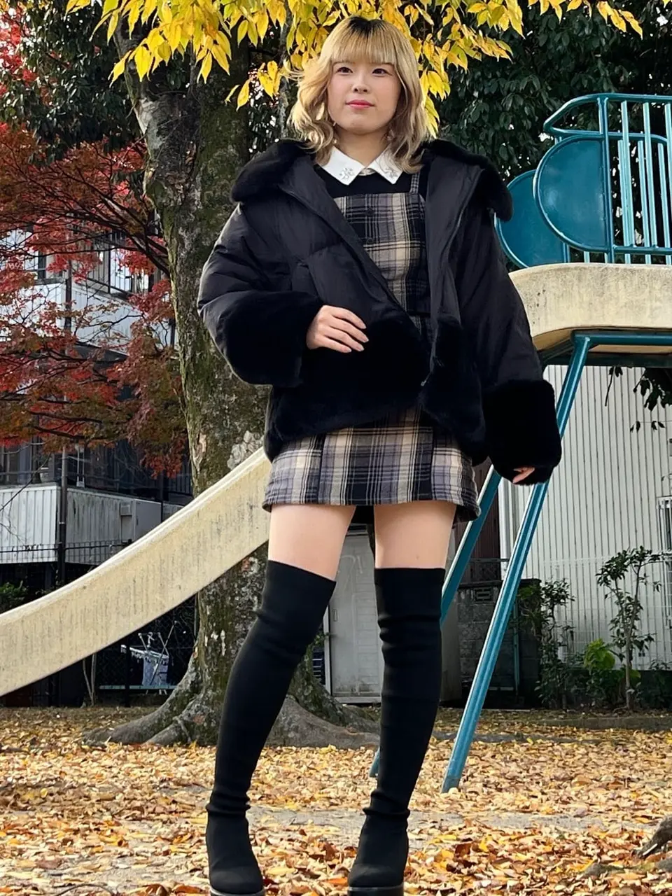 ≪USED≫フードファー中綿ショートコート/earth music&ecology（アース