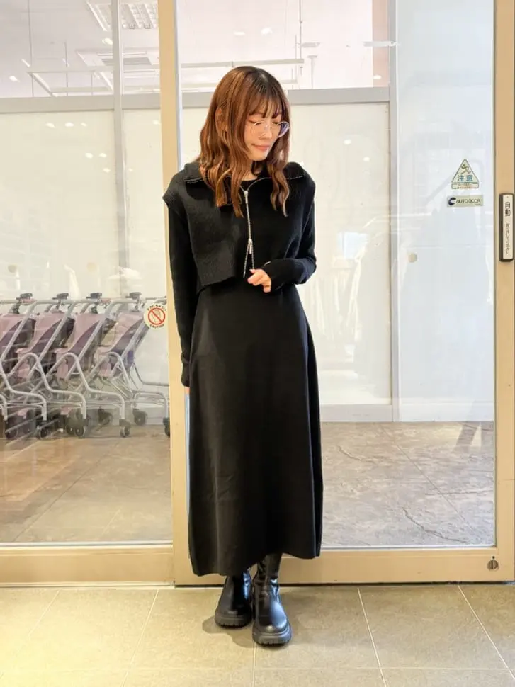 SET2点ZIPベスト+ニットワンピース/earth music&ecology（アース