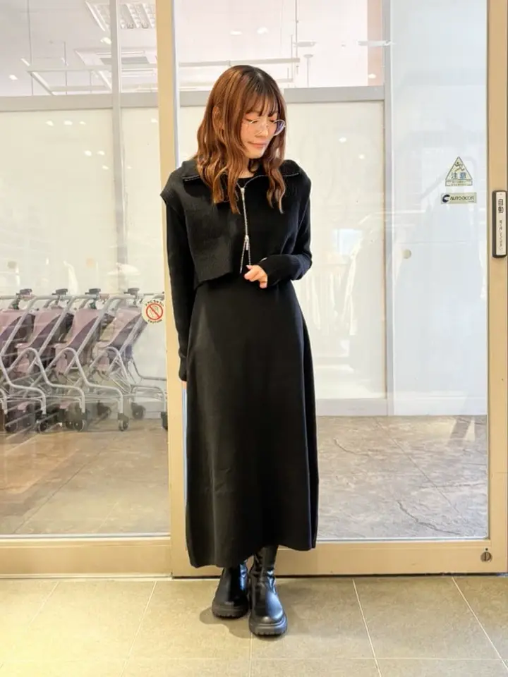 SET2点ZIPベスト+ニットワンピース/earth music&ecology（アース