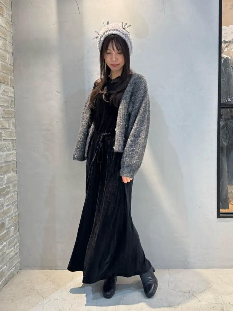 ベロアプリーツキャミワンピース/earth music&ecology（アース