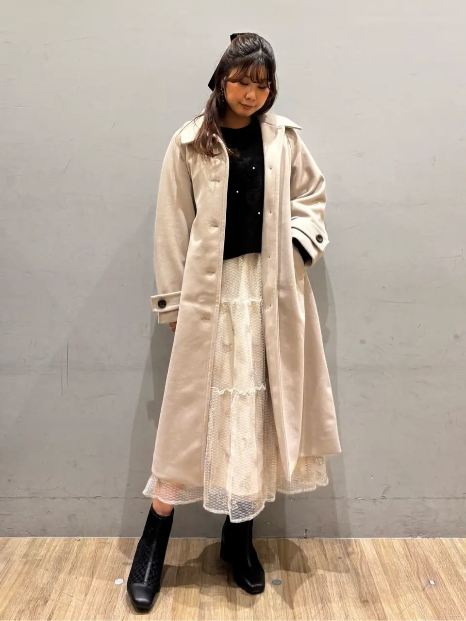 フラワー刺繍チュールスカート/earth music&ecology（アース