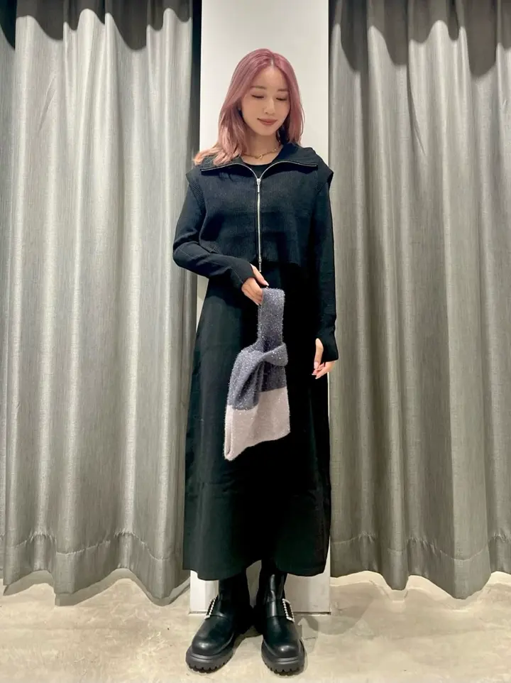 SET2点ZIPベスト+ニットワンピース/earth music&ecology（アース