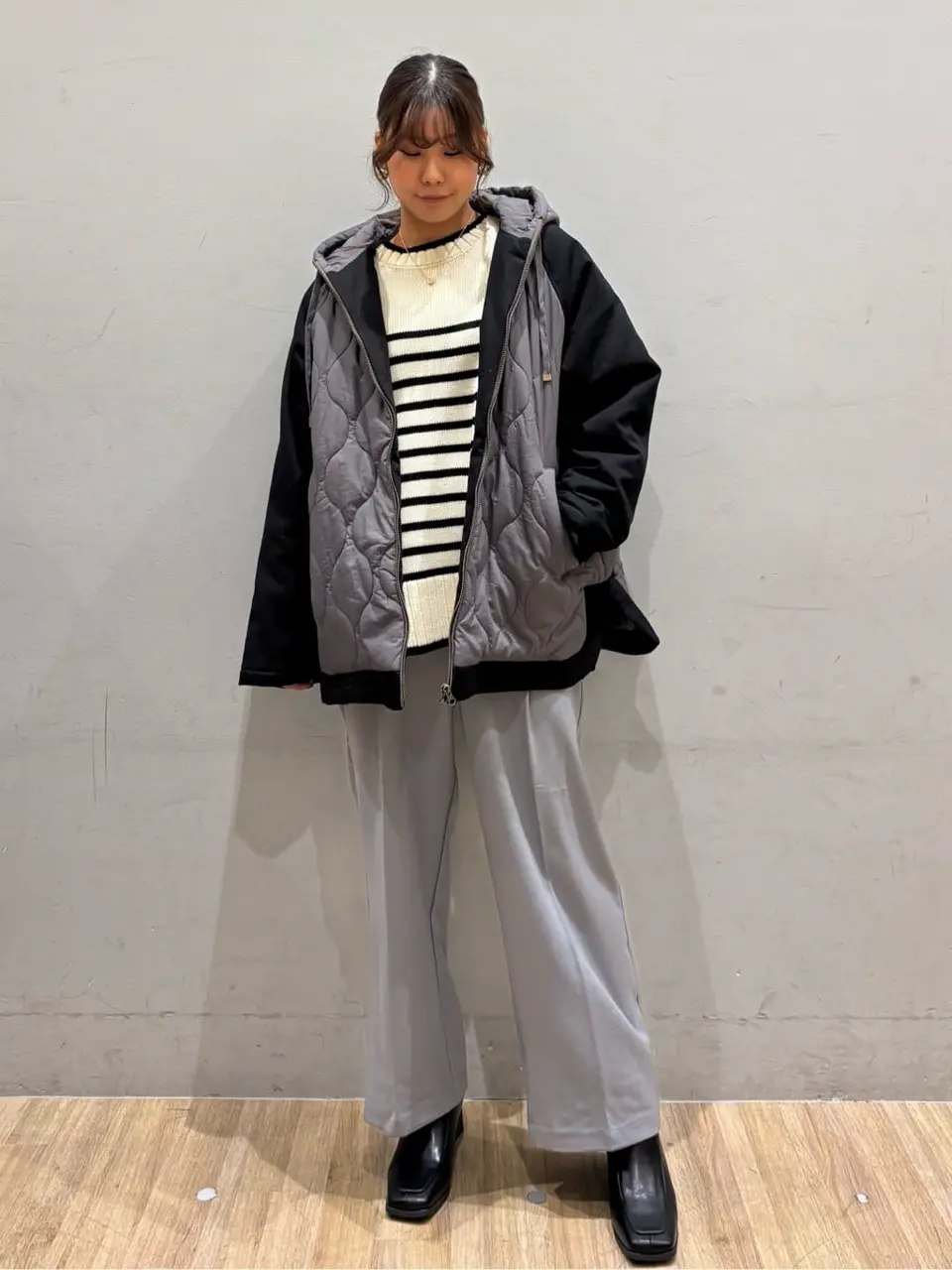 ラグラン切替キルティングブルゾン/earth music&ecology（アース