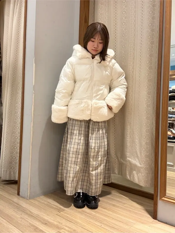 ≪USED≫フードファー中綿ショートコート/earth music&ecology（アース