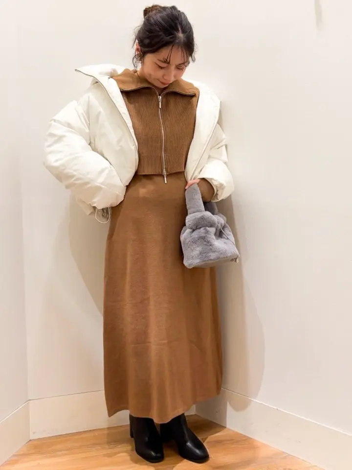 SET2点ZIPベスト+ニットワンピース/earth music&ecology（アース