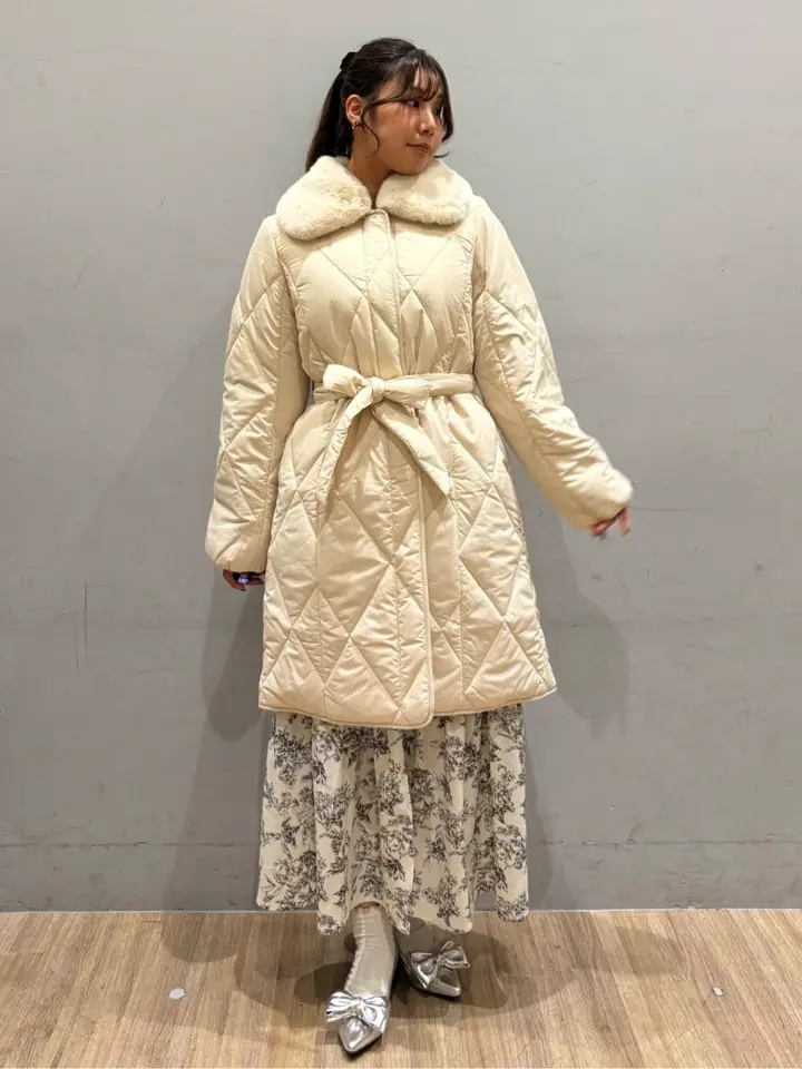 ファー衿ダイヤキルト中綿コート/Green Parks（グリーン パークス）の