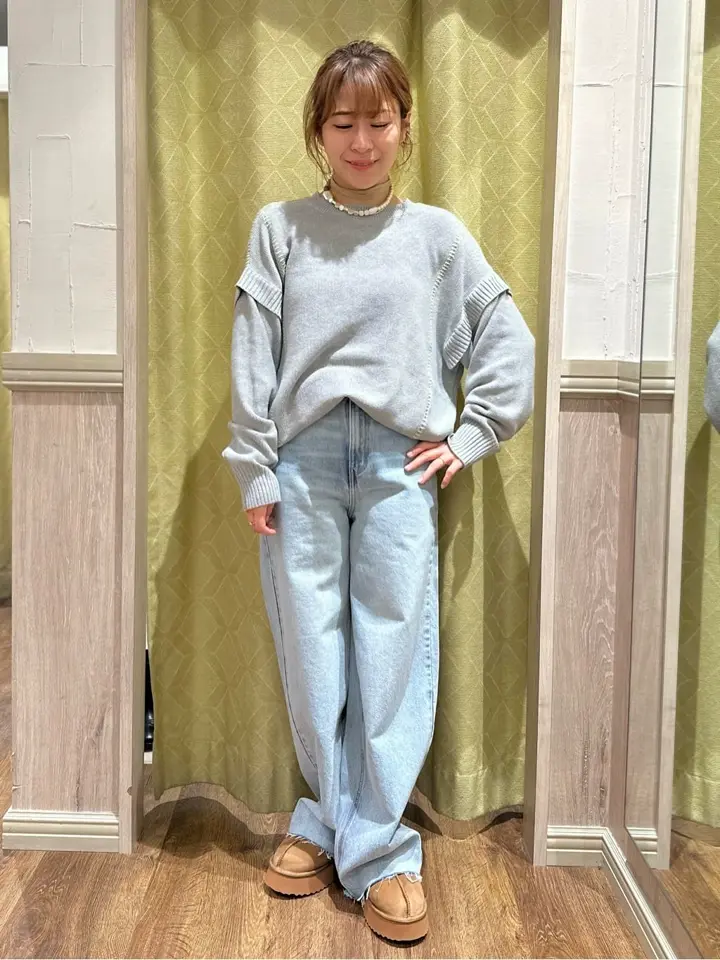 配色ステッチニットチュニック/earth music&ecology（アース