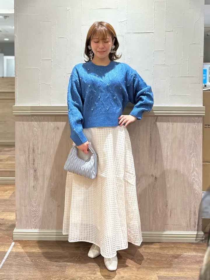 ≪USED≫パール&ケーブルニットプルオーバー/earth music&ecology