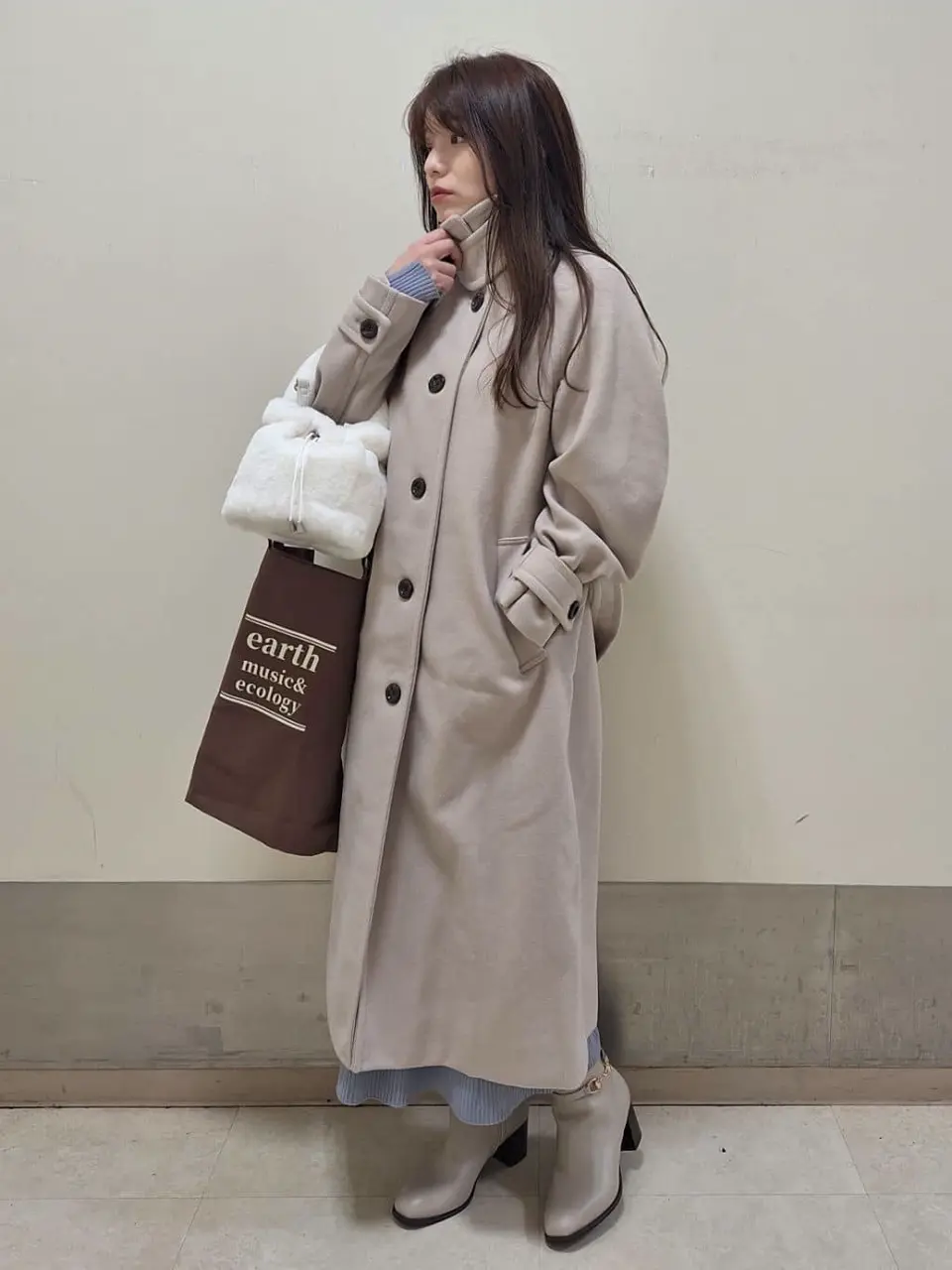 襟レースニットワンピース/earth music&ecology（アース ミュージック