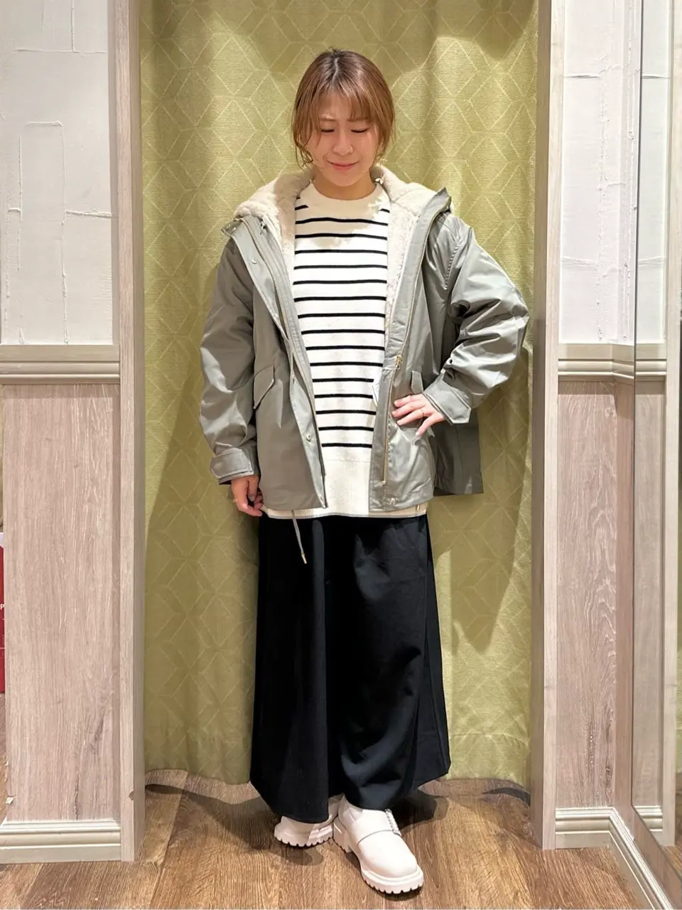 CHIEKO+ チエコプラス タグ付新品　シルクウールマーヴェルトパンツ　グレー 選べる丈裏起毛スカーチョ/earth music&ecology（アース ミュージック