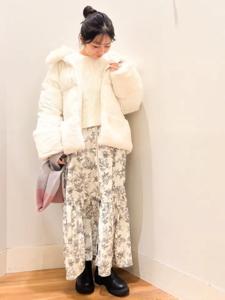 フードファー中綿ショートコート/earth music&ecology（アース