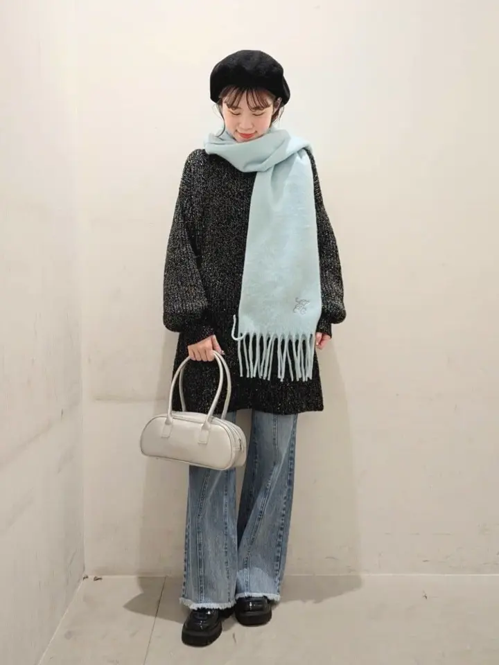 ≪USED≫ワンポイントロゴ刺繍マフラー/earth music&ecology（アース