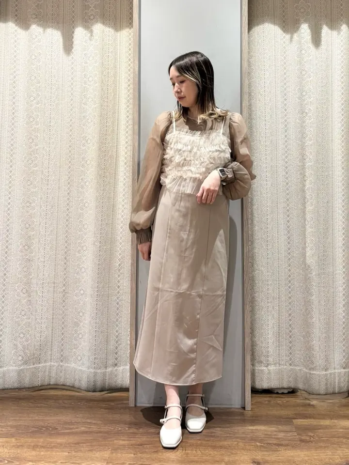 SET2点チュールキャミ付きドッキングワンピース/earth music&ecology