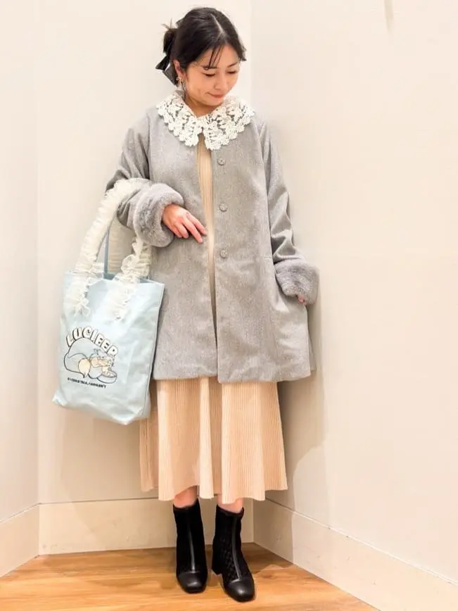 すっちゃん様✨ 45R✳️付け衿付き／ウール／ロングワンピース【0】グレー 楽天市場】【クーポンで10%OFF 1/16 1:59迄】【送料無料】ワンピース