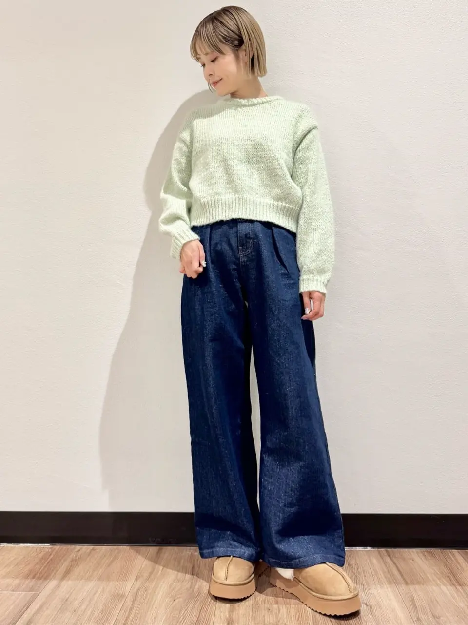 スパンコールショートニットプルオーバー/earth music&ecology（アース