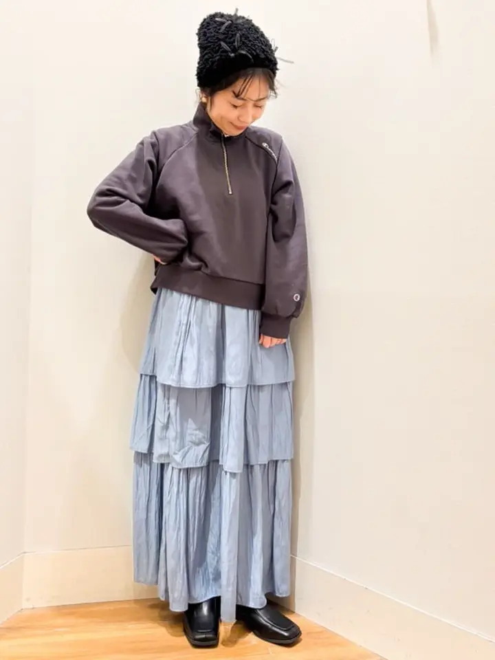 チャンピオン emaeハーフジップ裏毛プルオーバー/earth music&ecology