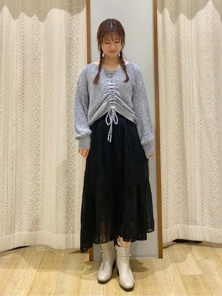 エンブロイダリーチュールティアードスカート/earth music&ecology