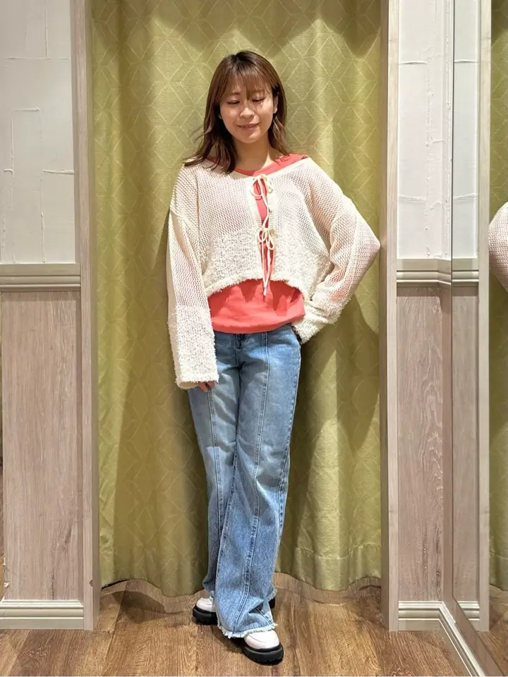 カールヤーンメッシュカーディガン/earth music&ecology（アース