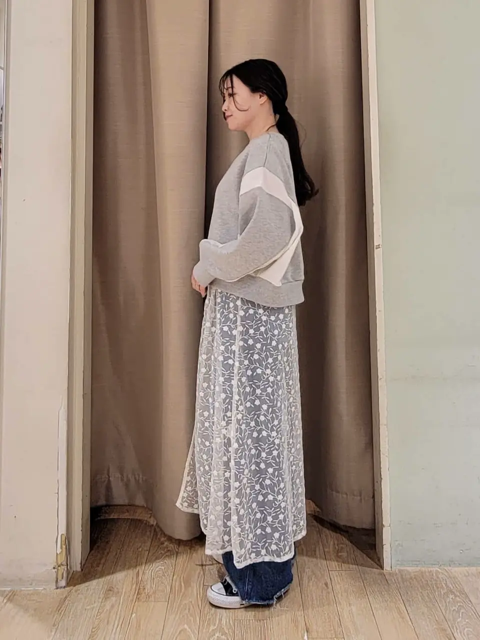 チュールレースレイヤードキャミドレ/earth music&ecology（アース