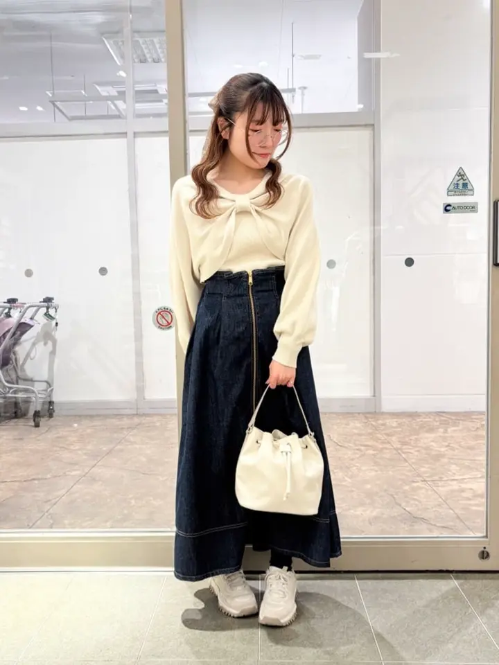 フロントZIPデニムスカート/earth music&ecology（アース ミュージック