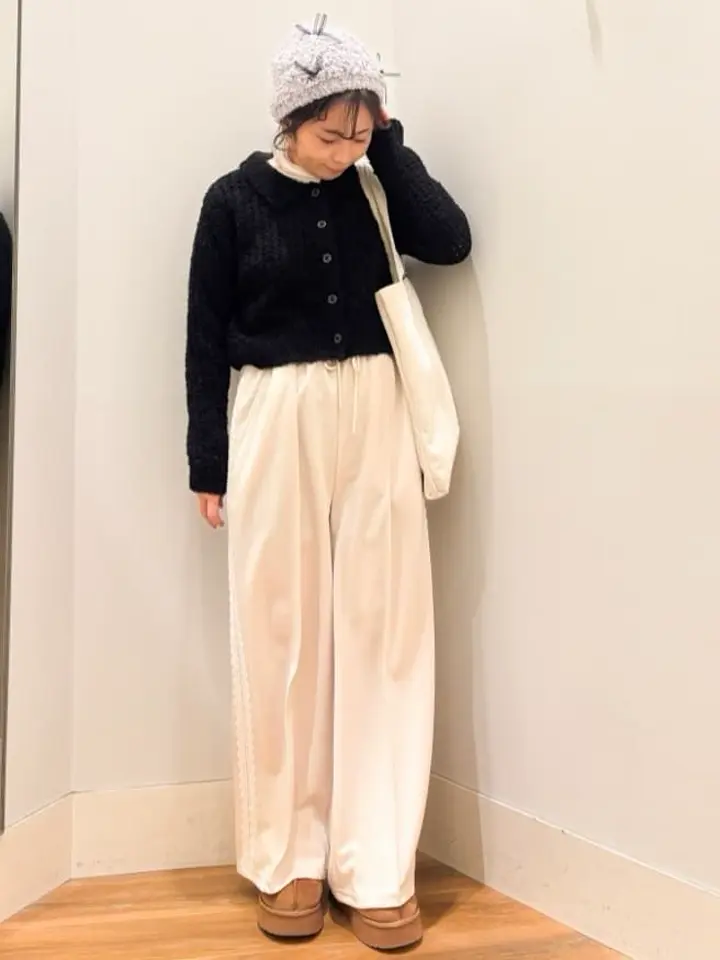 格子編み襟付きニットカーディガン/earth music&ecology（アース