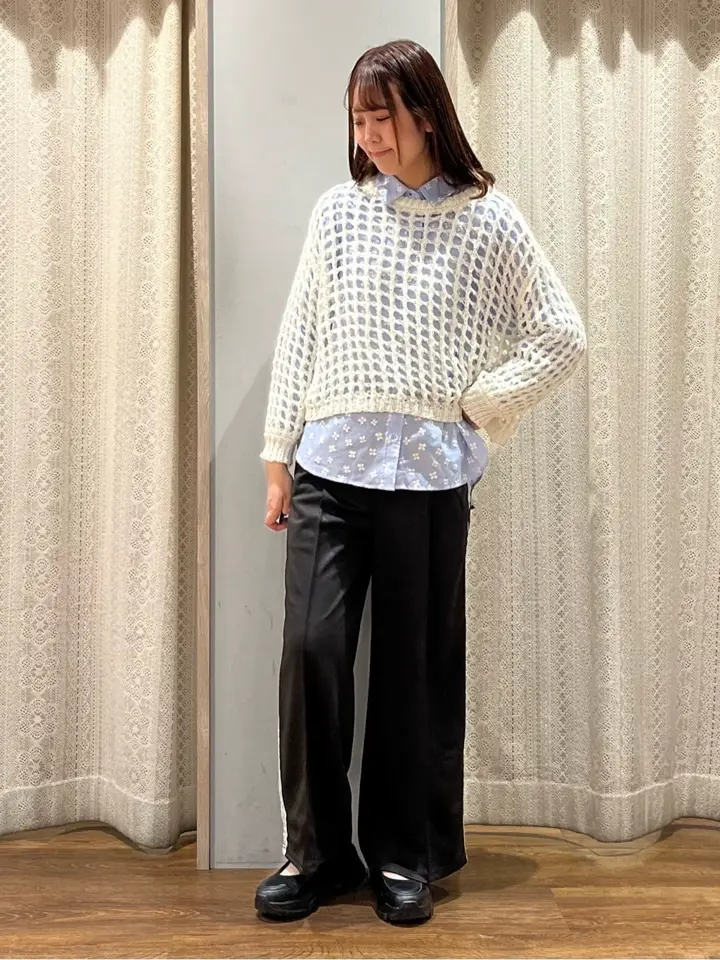 チュールヤーンメッシュニットプルオーバー/earth music&ecology