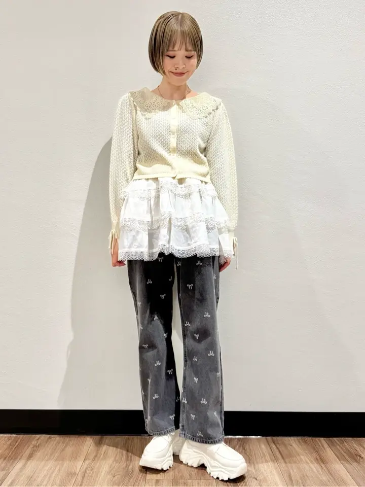 リボンプリントデニムパンツ/earth music&ecology（アース