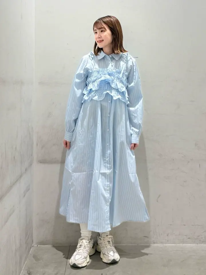 SET2点シャーリングビスチェ+シャツワンピース/earth music&ecology