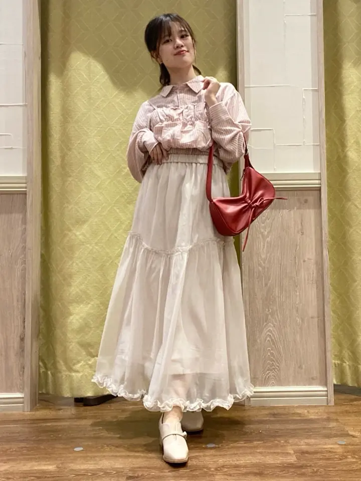 SET2点起毛ストライプシャツ+バルーンビスチェ/earth music&ecology