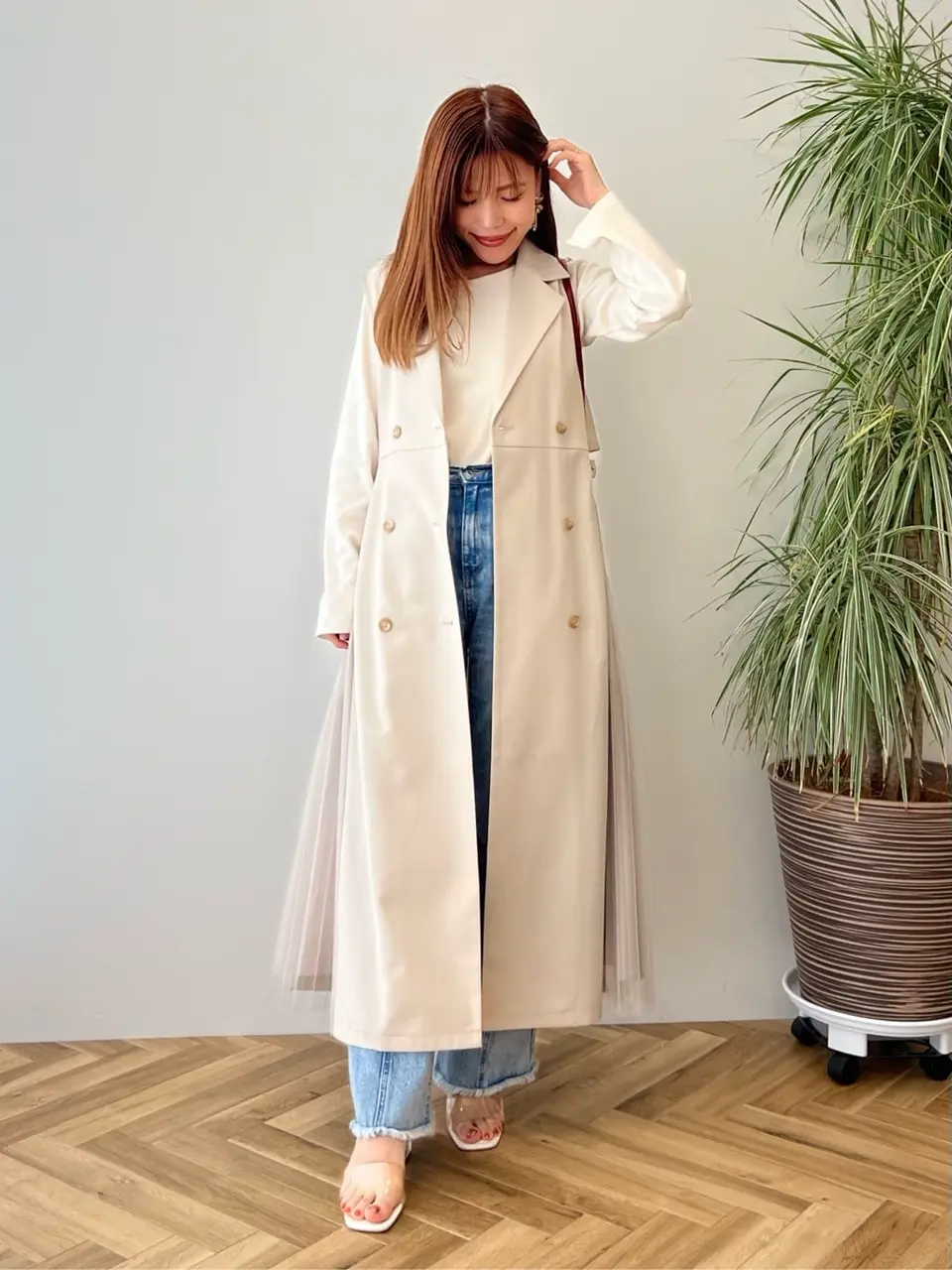 サイドプリーツジレンチ/earth music&ecology（アース ミュージック