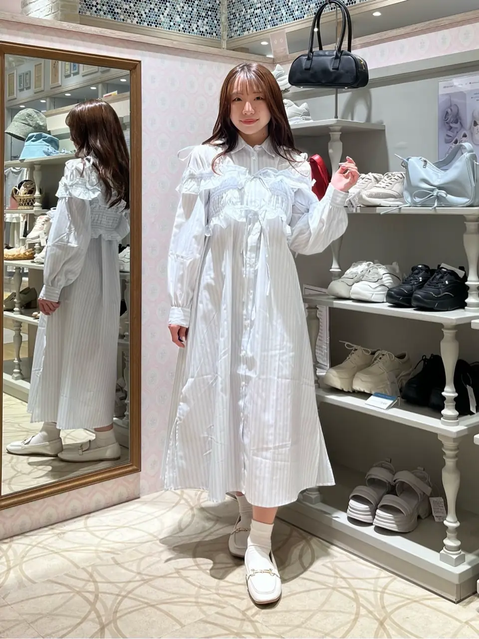 SET2点シャーリングビスチェ+シャツワンピース/earth music&ecology