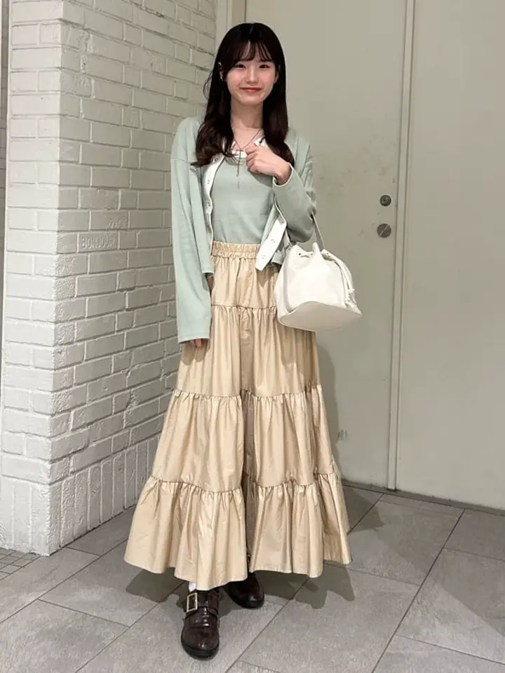 サイドリボンボリュームティアードスカート/earth music&ecology