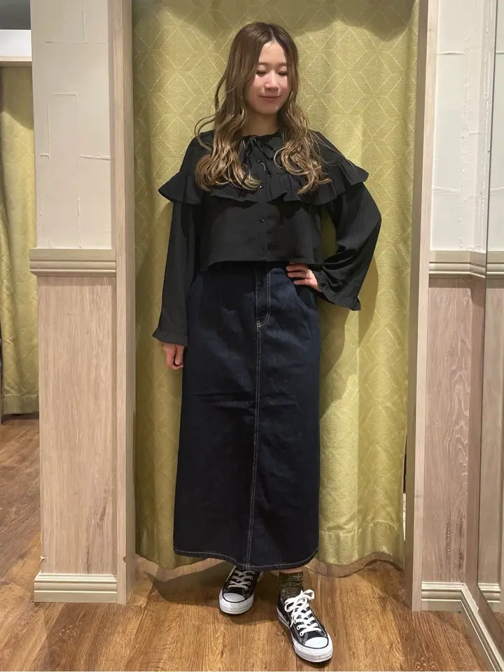 フリル切替えショートブラウス/earth music&ecology（アース