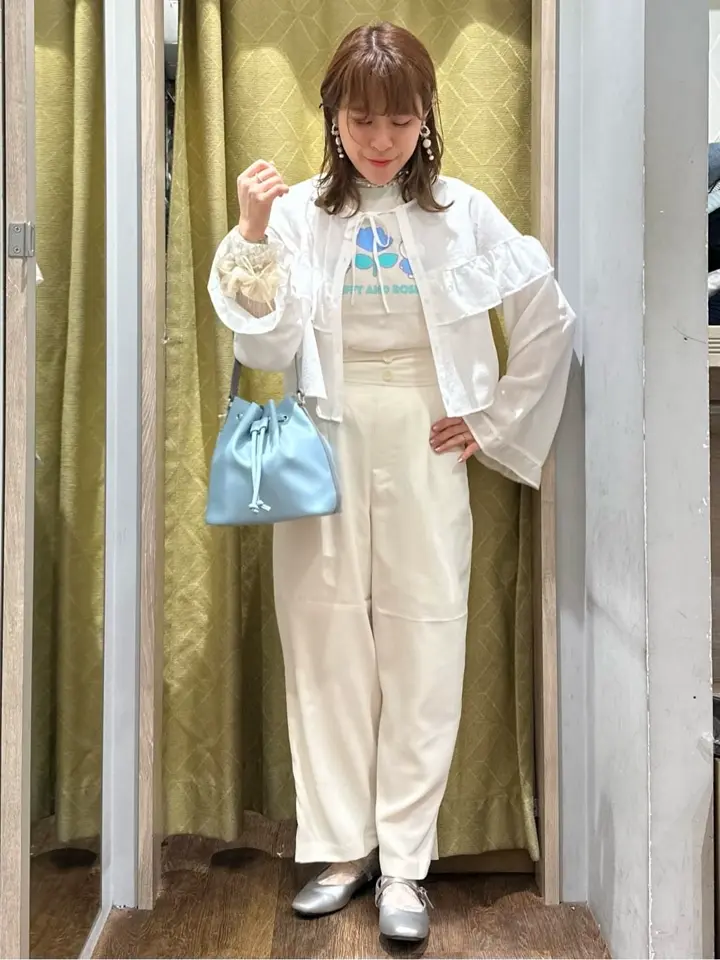 フリル切替えショートブラウス/earth music&ecology（アース