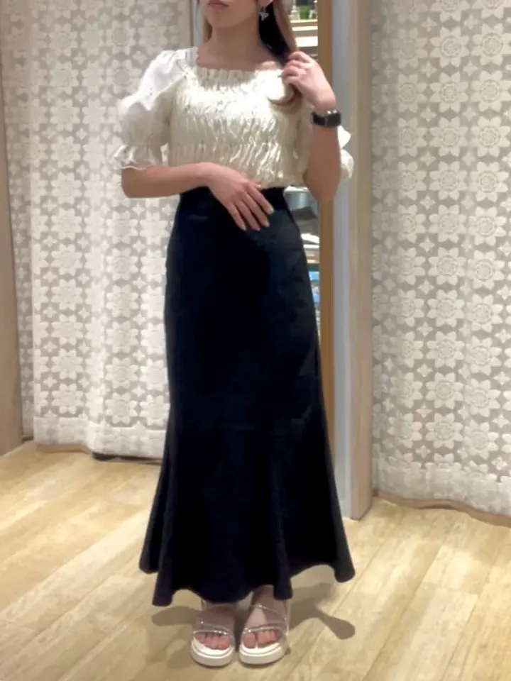 ≪USED≫フラワー刺繍シャーリングプルオーバー/earth music&ecology