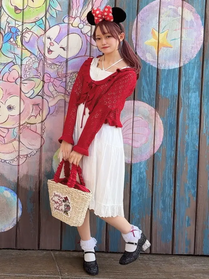 Minnie Mouse/フリルハンドルカゴバッグ/Maison de FLEUR（メゾン ド