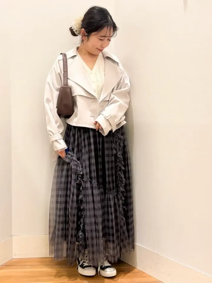 バックフレアショートトレンチコート/earth music&ecology（アース