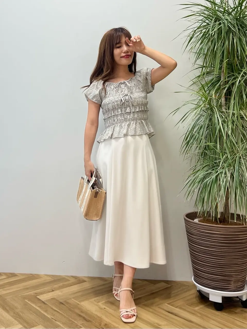 ≪USED≫ウエストリボンフレアスカート/earth music&ecology（アース