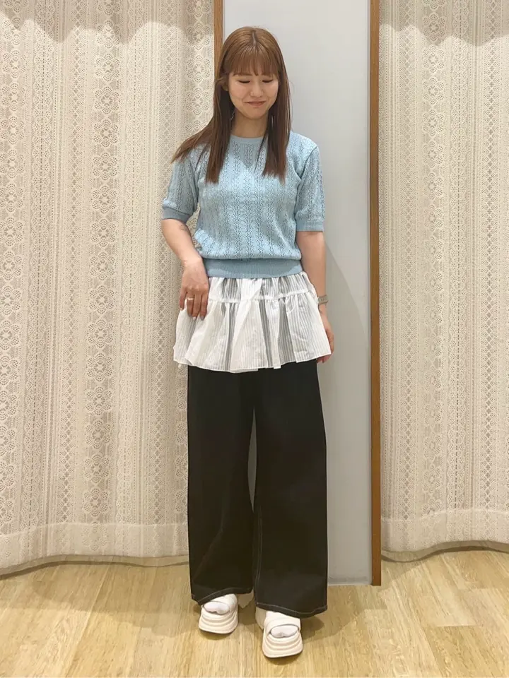 シアーストライプラップスカート/earth music&ecology（アース