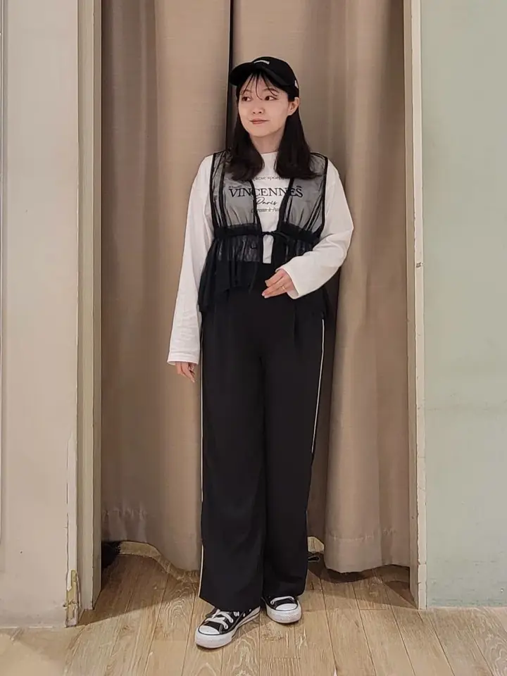 チュールドロストギャザーベスト/earth music&ecology（アース