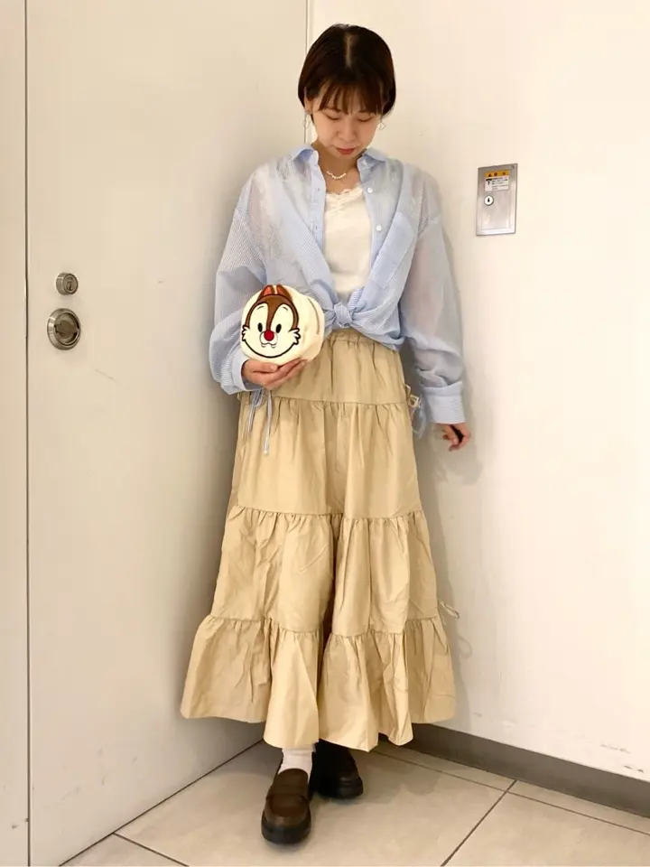 サイドリボンボリュームティアードスカート/earth music&ecology