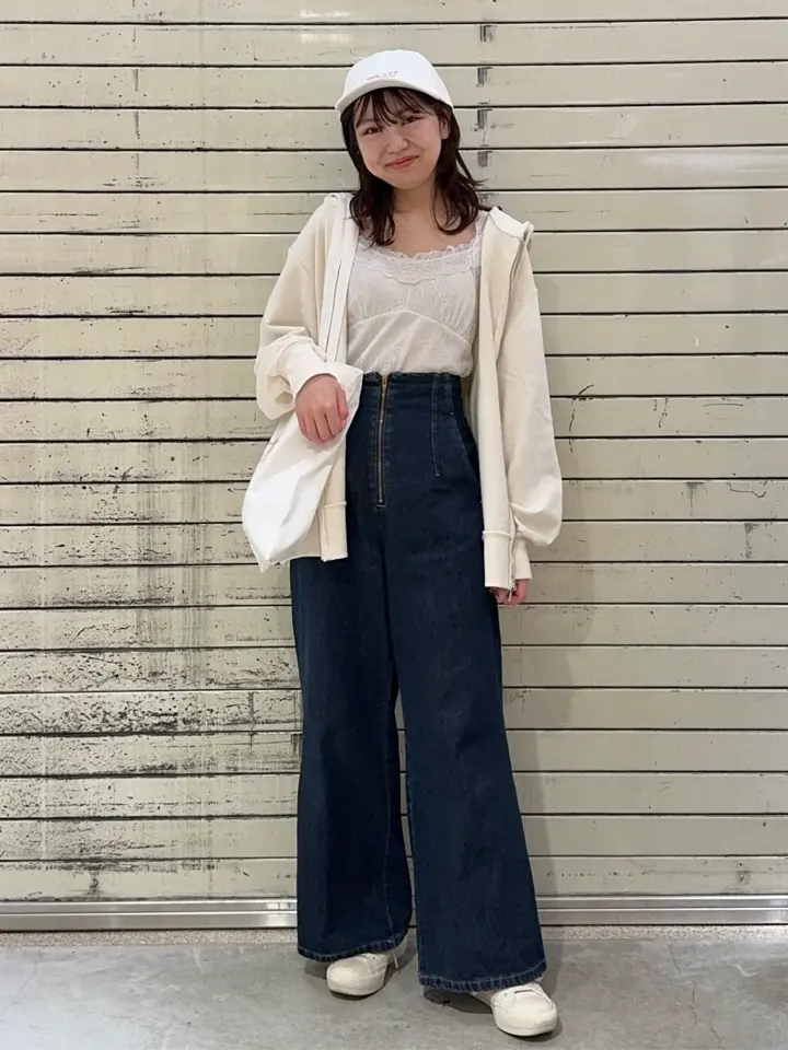 フロントZIPバックレースアップデニム/earth music&ecology（アース