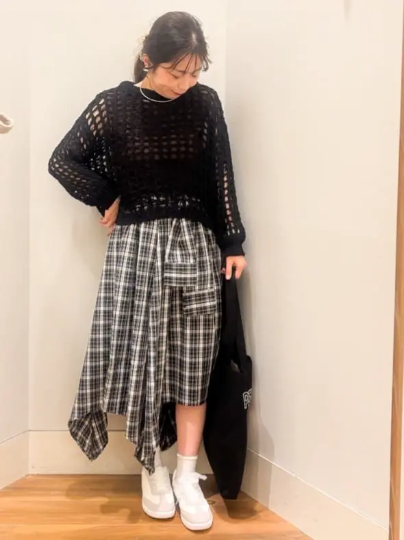 チュールヤーンメッシュニットプルオーバー/earth music&ecology