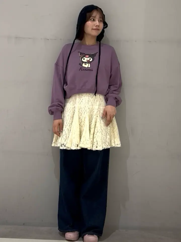 フロントギャザー起毛レースミニワンピース/earth music&ecology