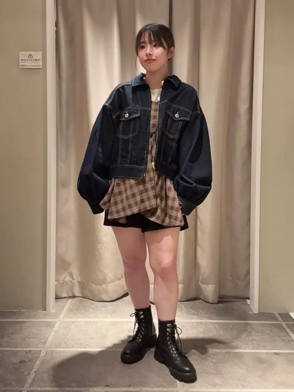 イレヘムチェックキャミチュニック/earth music&ecology（アース