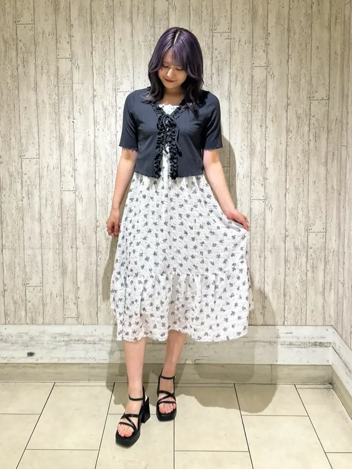 花柄シアーポップコーンキャミワンピース/earth music&ecology（アース