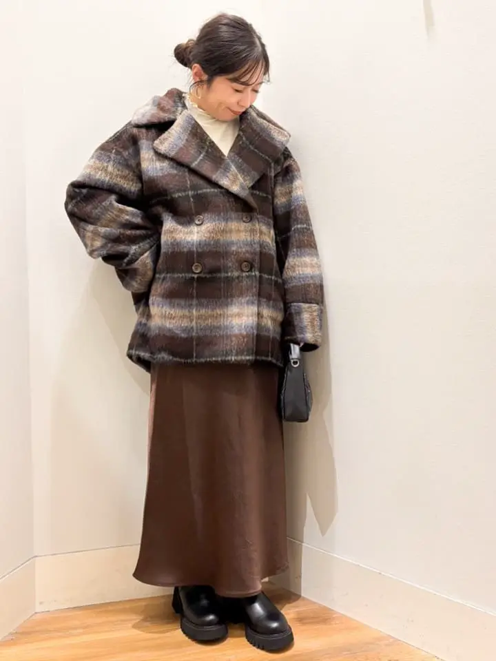 チェックシャギーコート/earth music&ecology（アース ミュージック