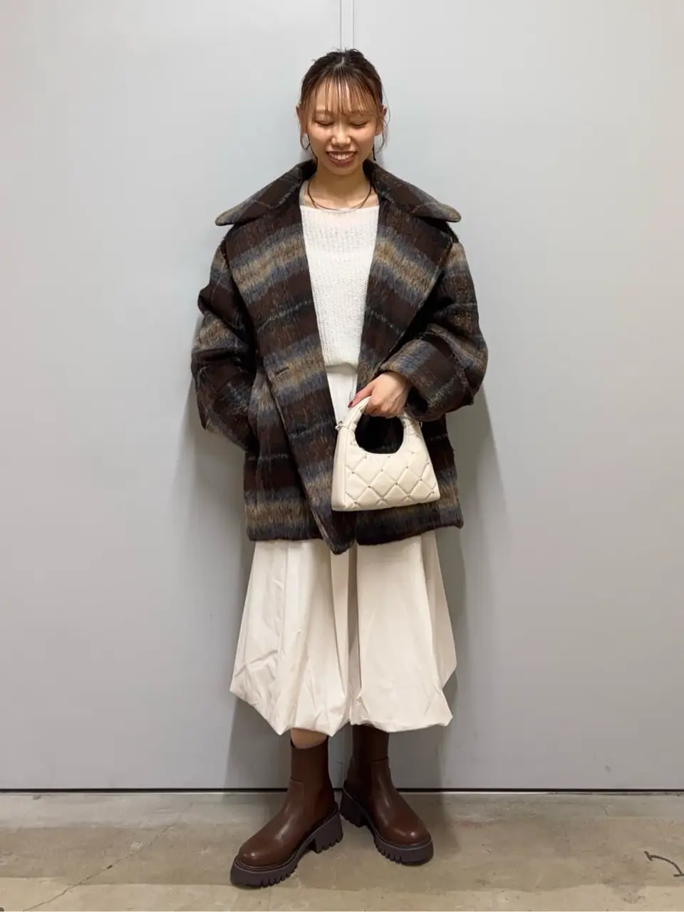 earth シャギーコート ≪USED≫チェックシャギーコート/earth music&ecology（アース