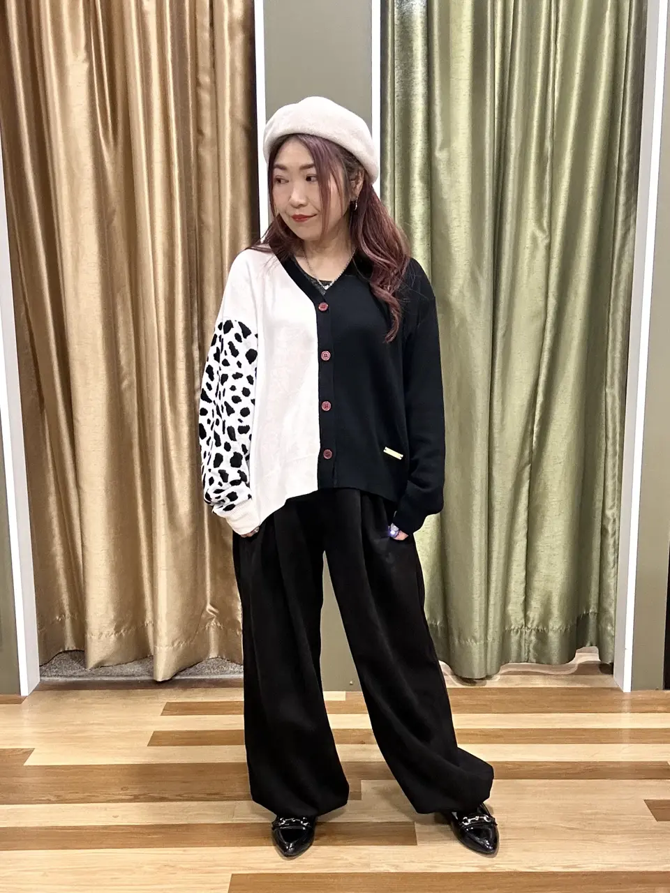 VILLAINS/アシンメトリーニットカーディガン/Green Parks（グリーン