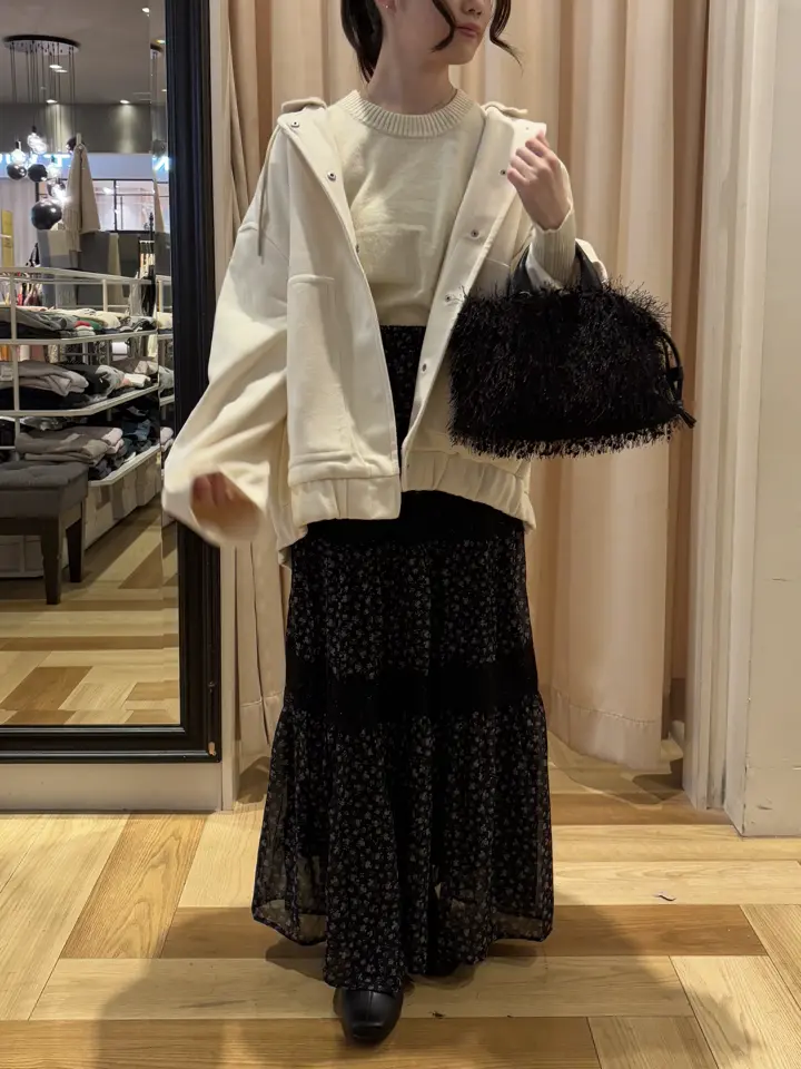 レースドッキング花柄ティアードスカート/Green Parks（グリーン